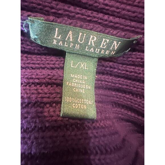 Ralph Lauren Ribbed Open Front Drape Shawl Cardigan Purple Women's Size L/XL - Picture 14 of 16